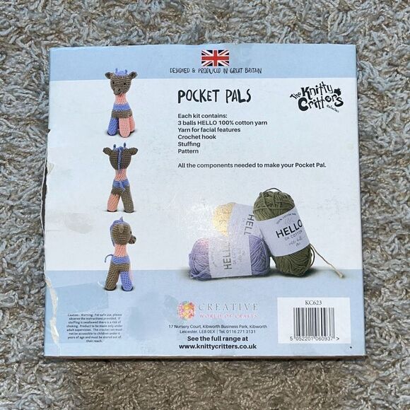 NIB Creative Expressions Knitty Critters Pocket Pal Crochet Kit-Gemma Giraffe - Picture 2 of 11